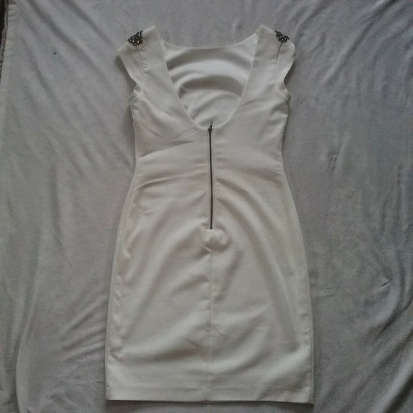 ZARA White Mini Dress With Rhinestone Like Detail - Picture 9 of 13